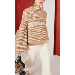 Ulla Johnson Sweater Lucille Striped Ribbed Women's Size Small Brown White